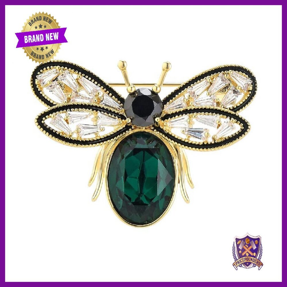 Gold-Plated Pearl Rhinestone Brooch Lapel Pin Jewelry Gift